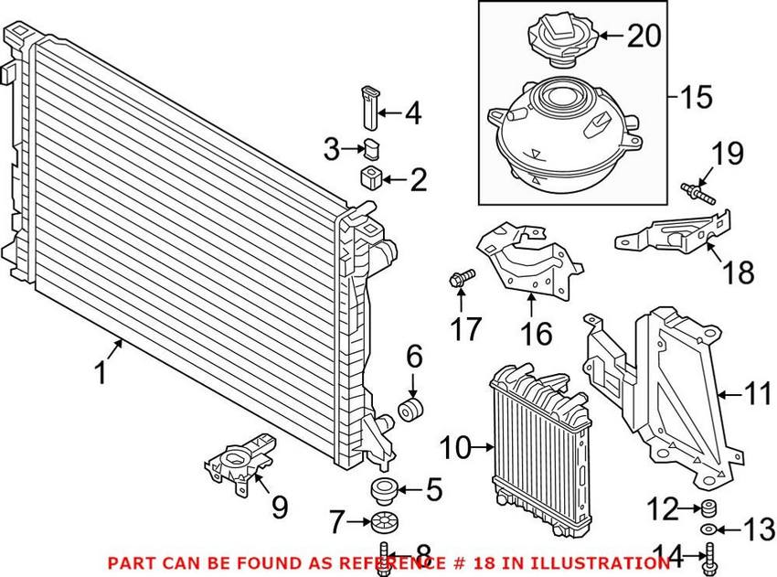 Audi Engine Coolant Reservoir Bracket 80A121232D